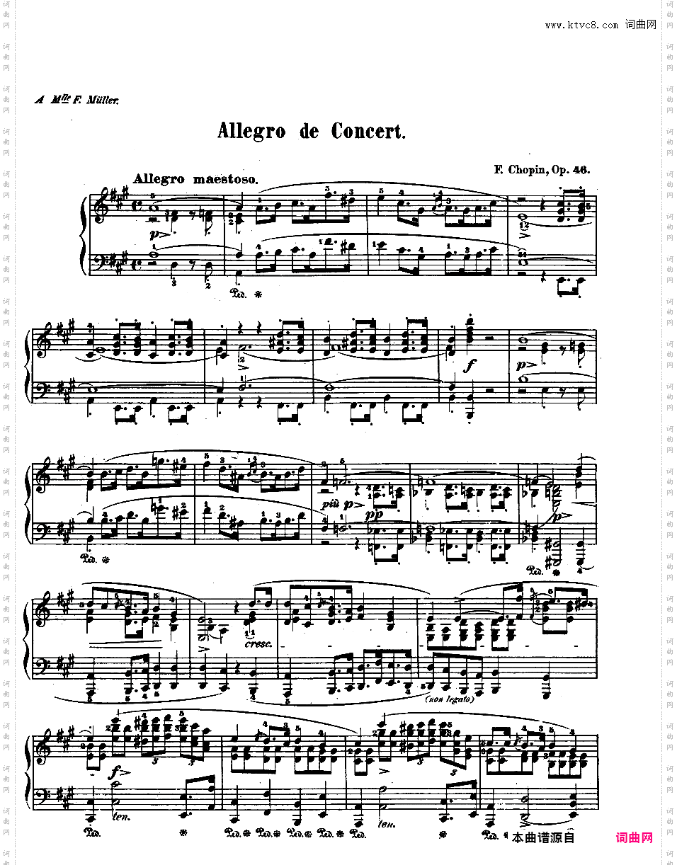 A大调音乐会快板 Op·46Chopin op46 Allegro de Concert alt版本二