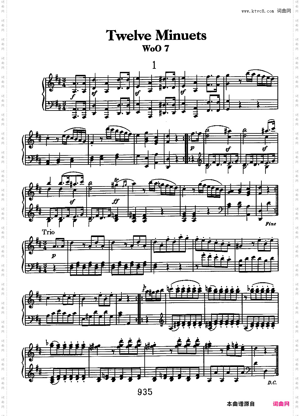 12首小步舞曲 12 Minuets WoO 7