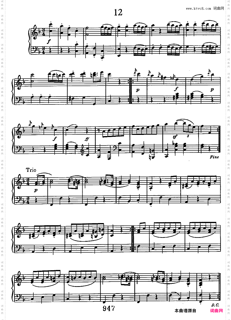 12首小步舞曲 12 Minuets WoO 7