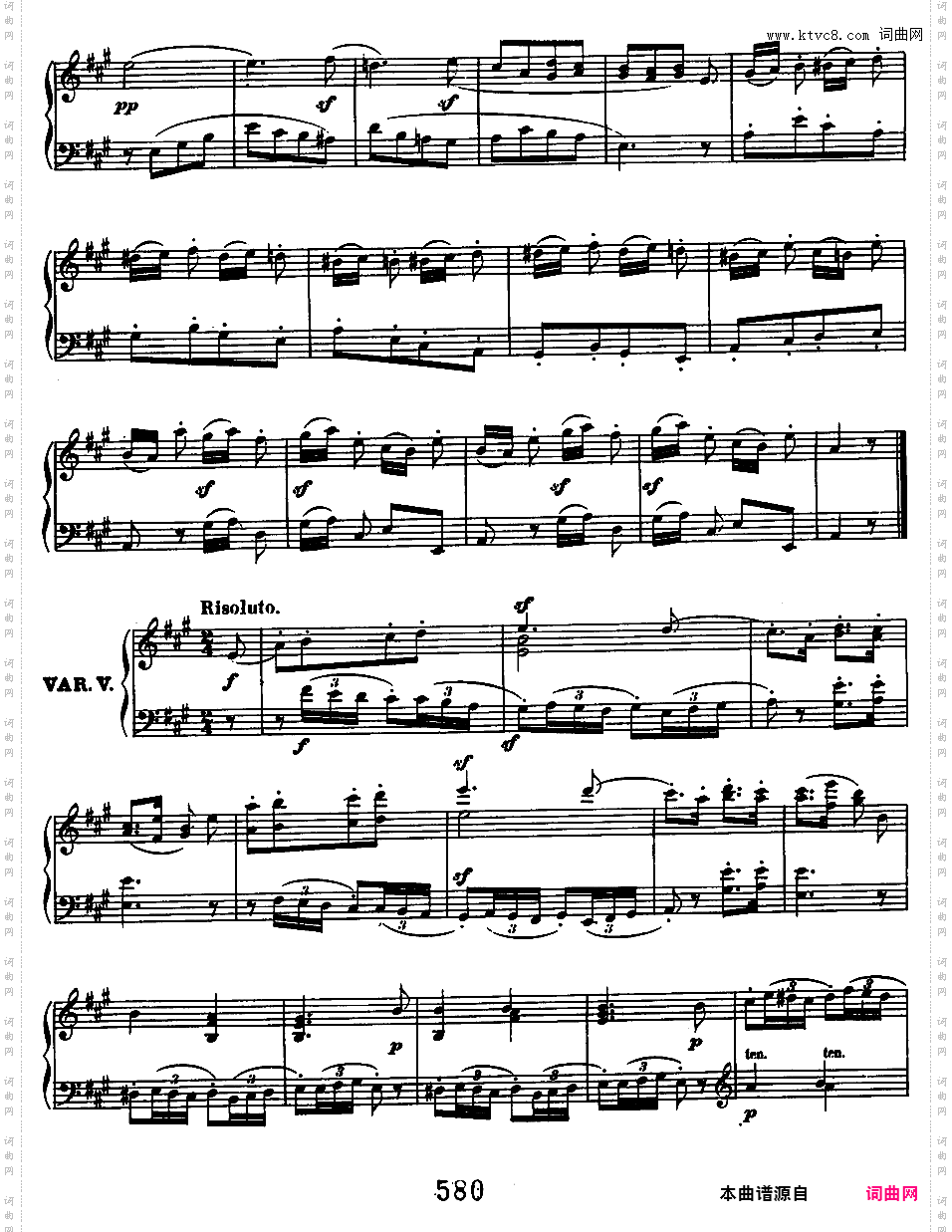 迪塔斯多夫抒情小调主题变奏曲 WoO 66