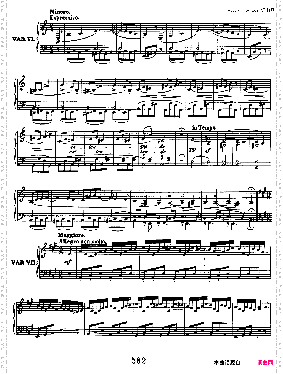 迪塔斯多夫抒情小调主题变奏曲 WoO 66