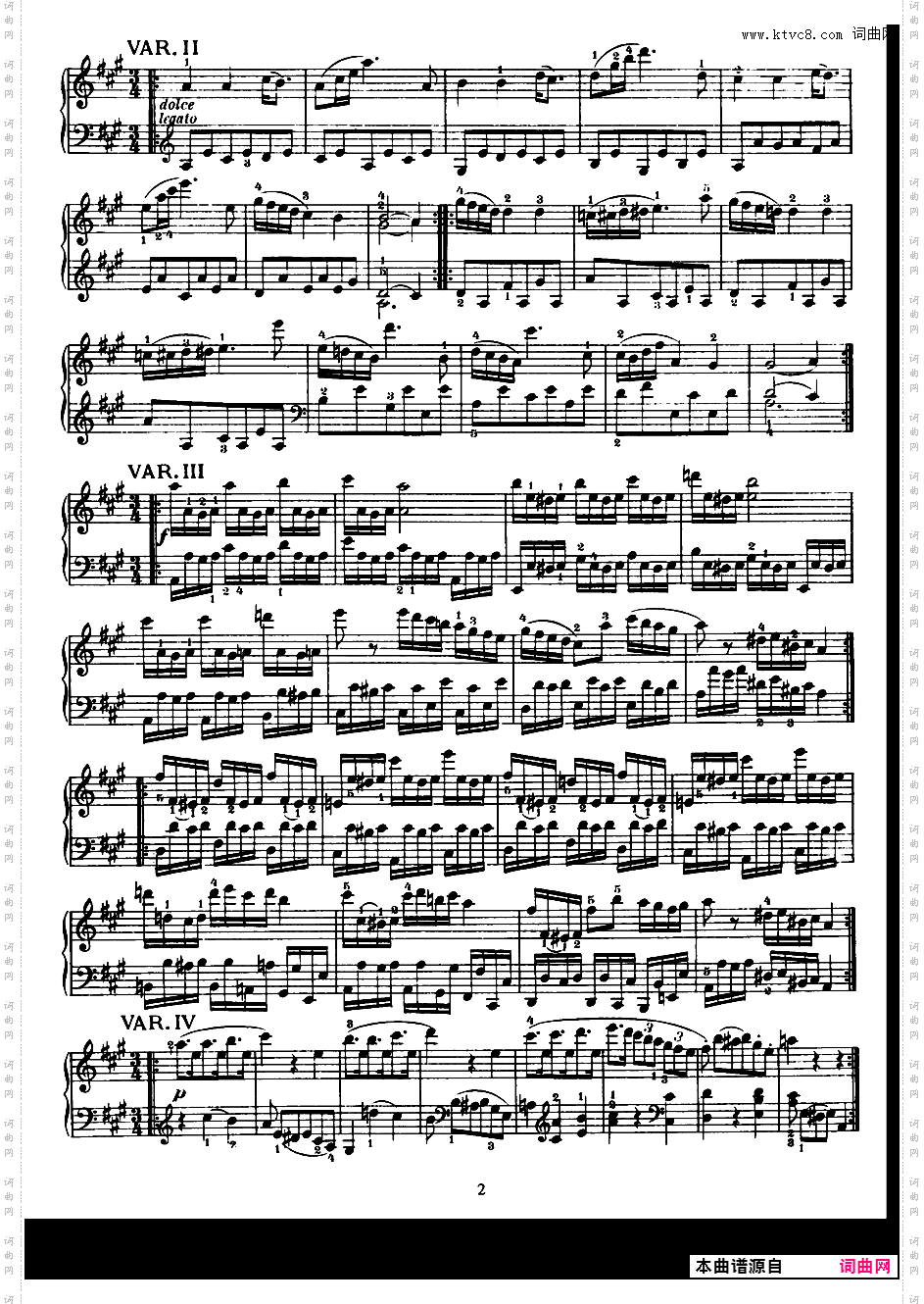 A大调钢琴变奏曲 K·460/454a