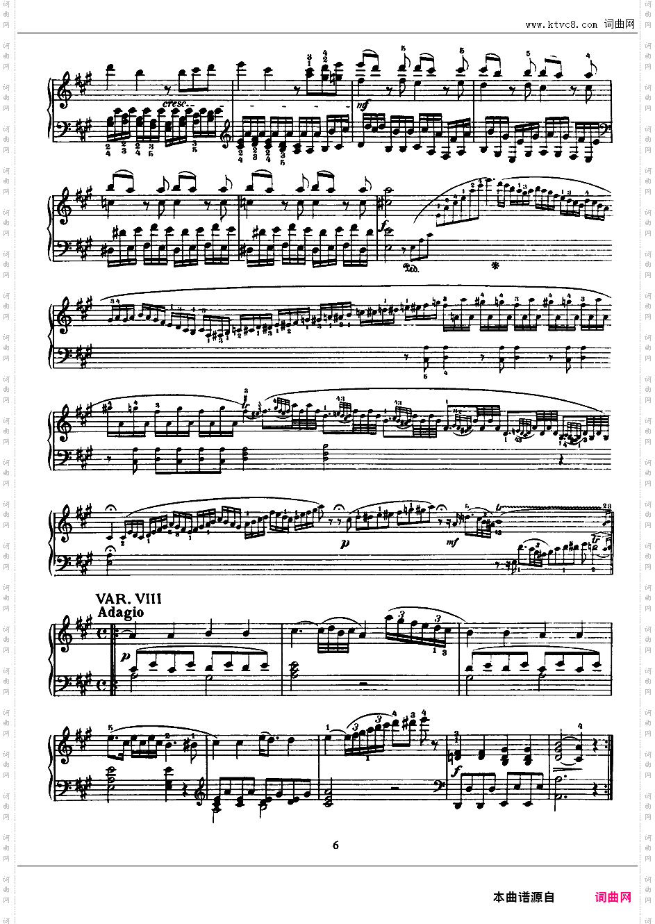 A大调钢琴变奏曲 K·460/454a