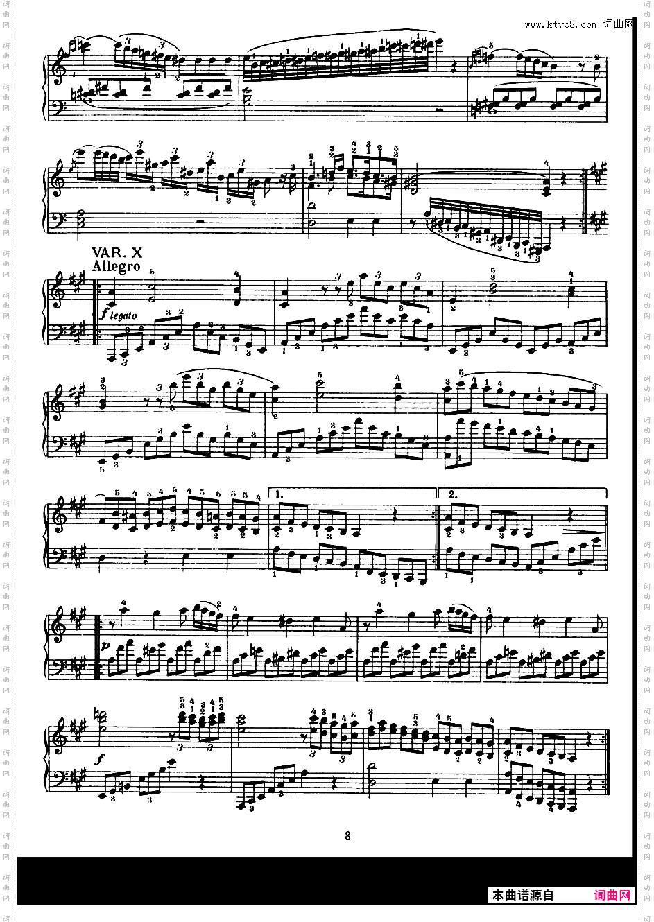 A大调钢琴变奏曲 K·460/454a