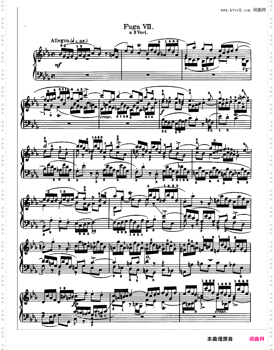 《平均律钢琴曲集第一卷》The Well Tempered ClavierPrelude & Fugue 07