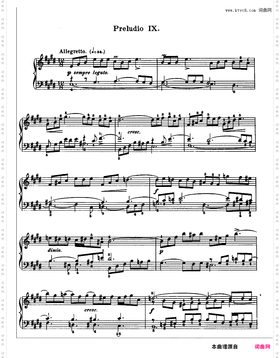《平均律钢琴曲集第一卷》The Well Tempered ClavierPrelude & Fugue 09