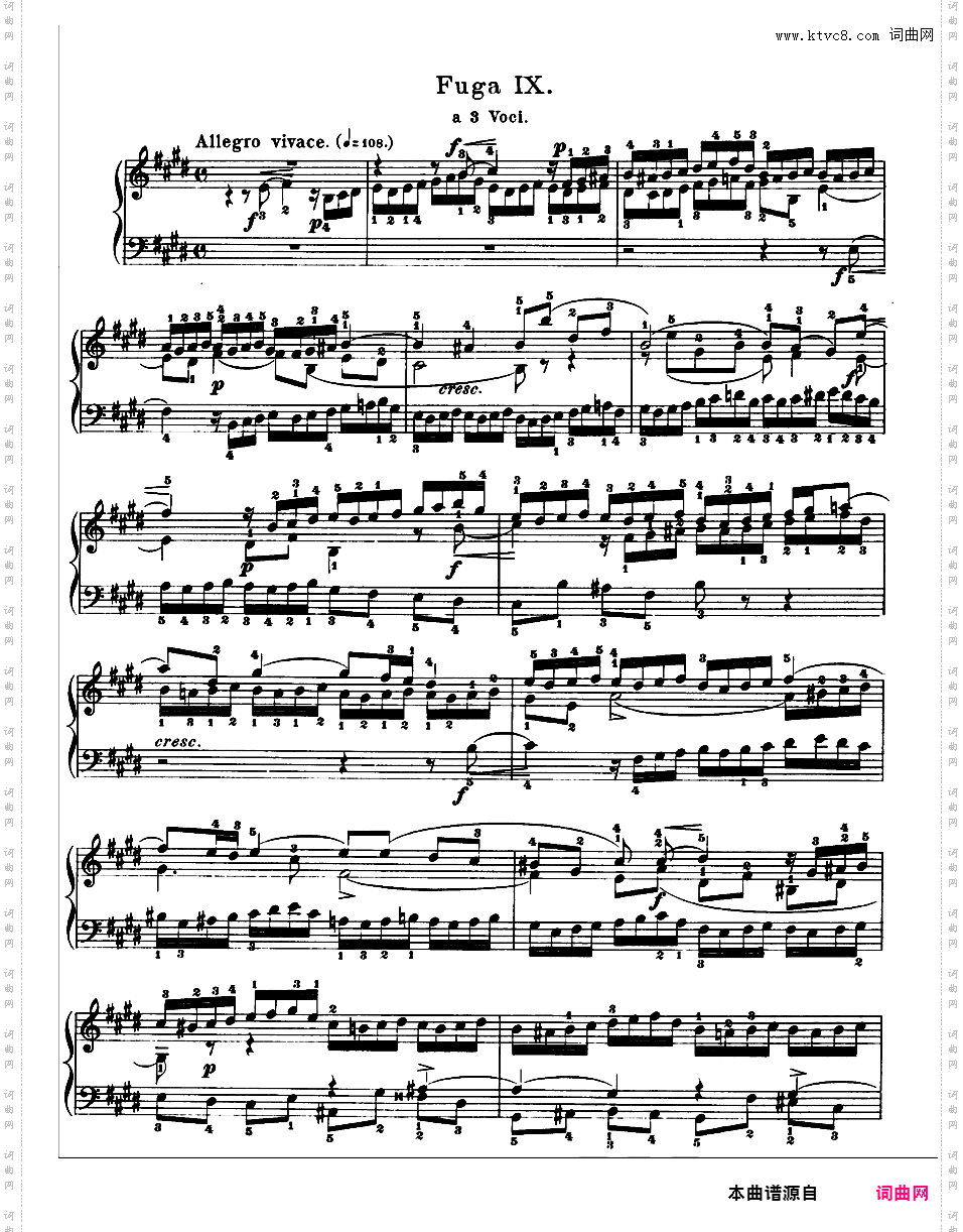 《平均律钢琴曲集第一卷》The Well Tempered ClavierPrelude & Fugue 09