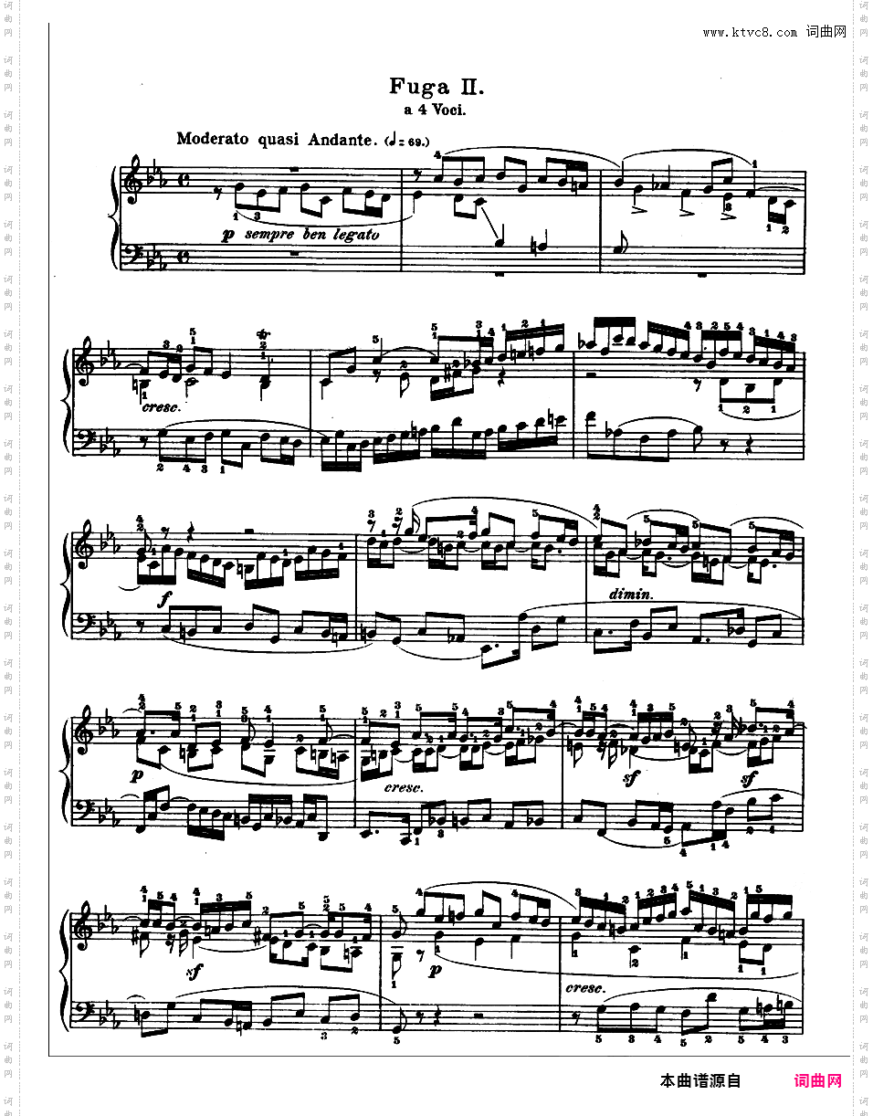 《平均律钢琴曲集第二卷》The Well Tempered ClavierPrelude & Fugue 02