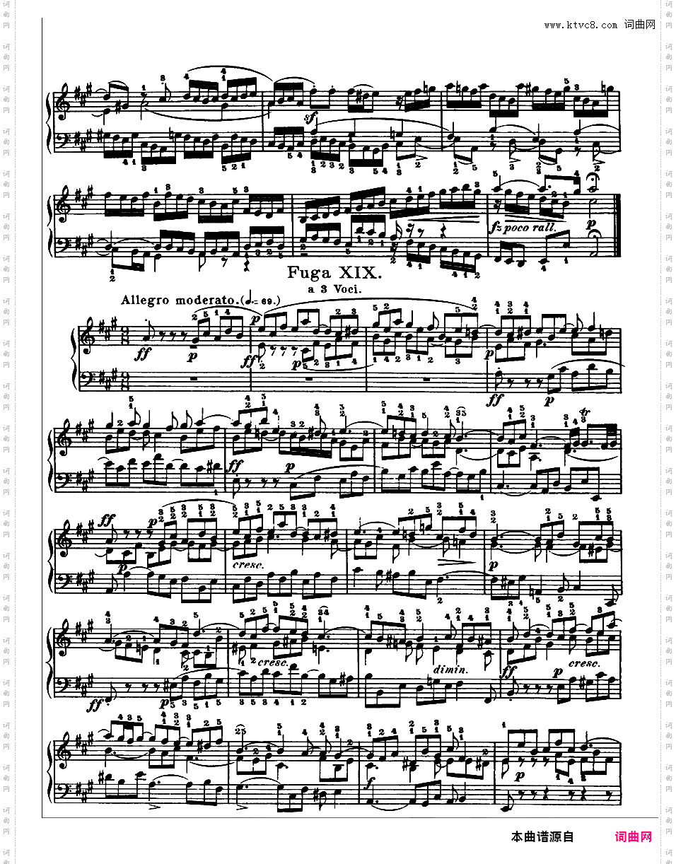 《平均律钢琴曲集第一卷》The Well Tempered ClavierPrelude & Fugue 19