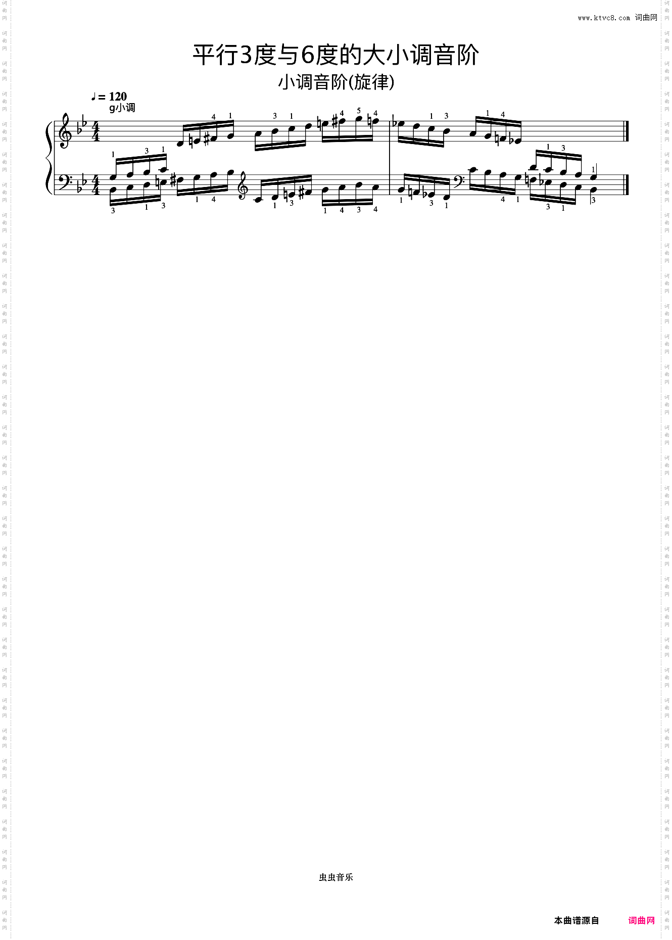 平行3度与6度的大小调音阶38-2《什密特钢琴手指练习》