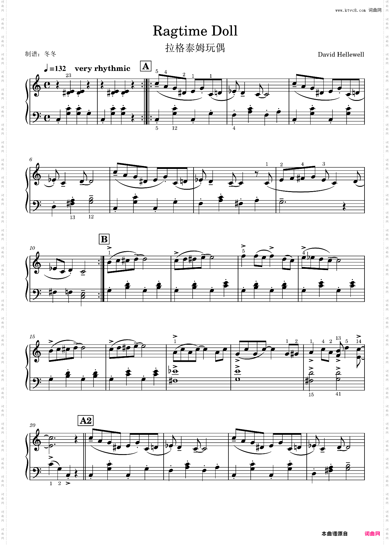 Ragtime Doll带指法