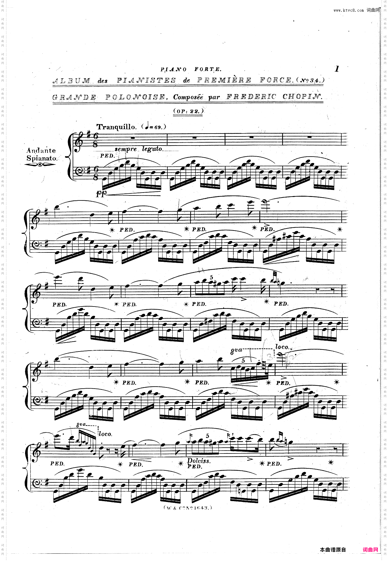 Grande Polonaise Brillante in E-flat major, Op· 22降E大调平静的行板与华丽的大波兰舞曲,作品22
