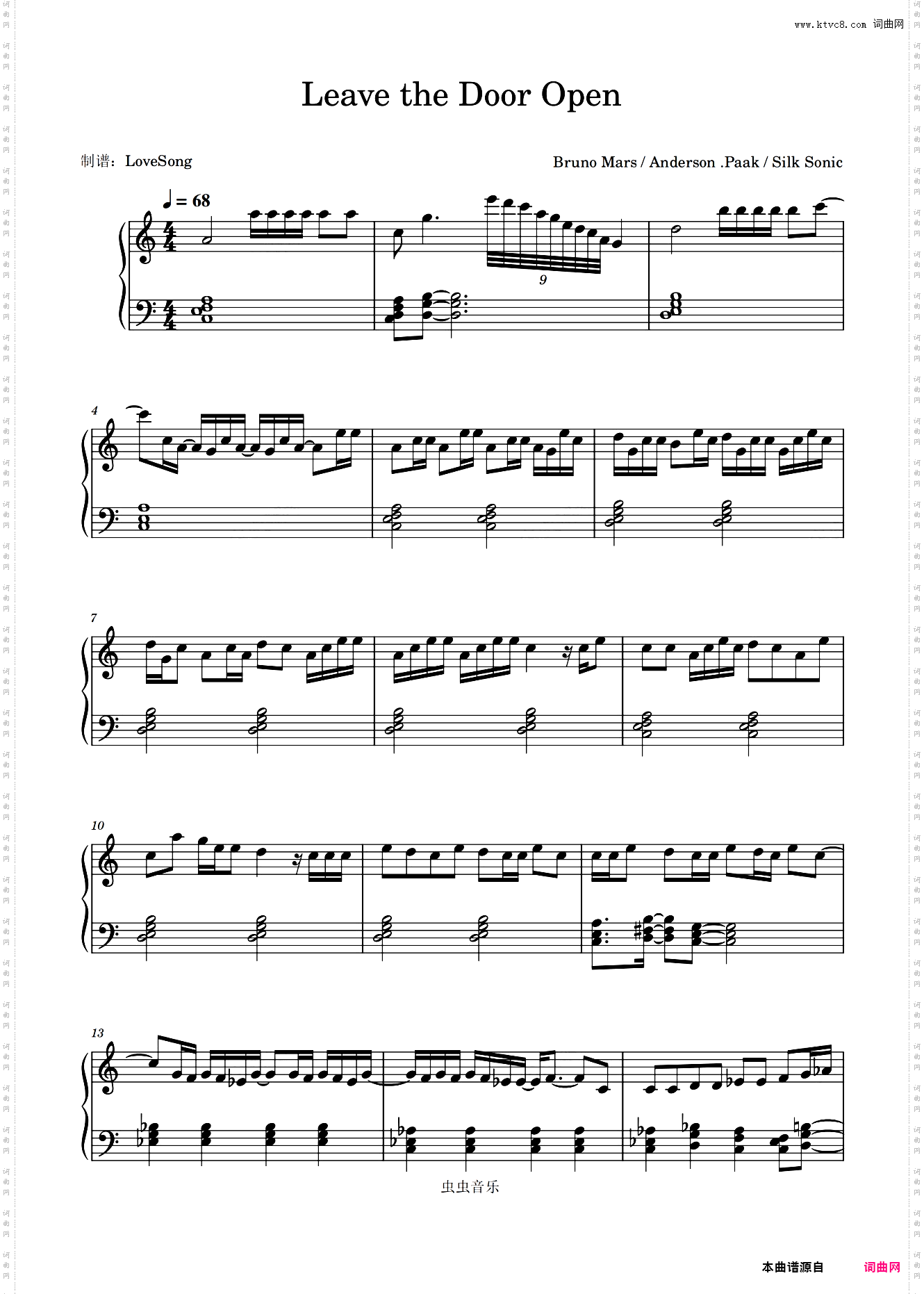 Bruno mars 火星哥 Leave the Door Open