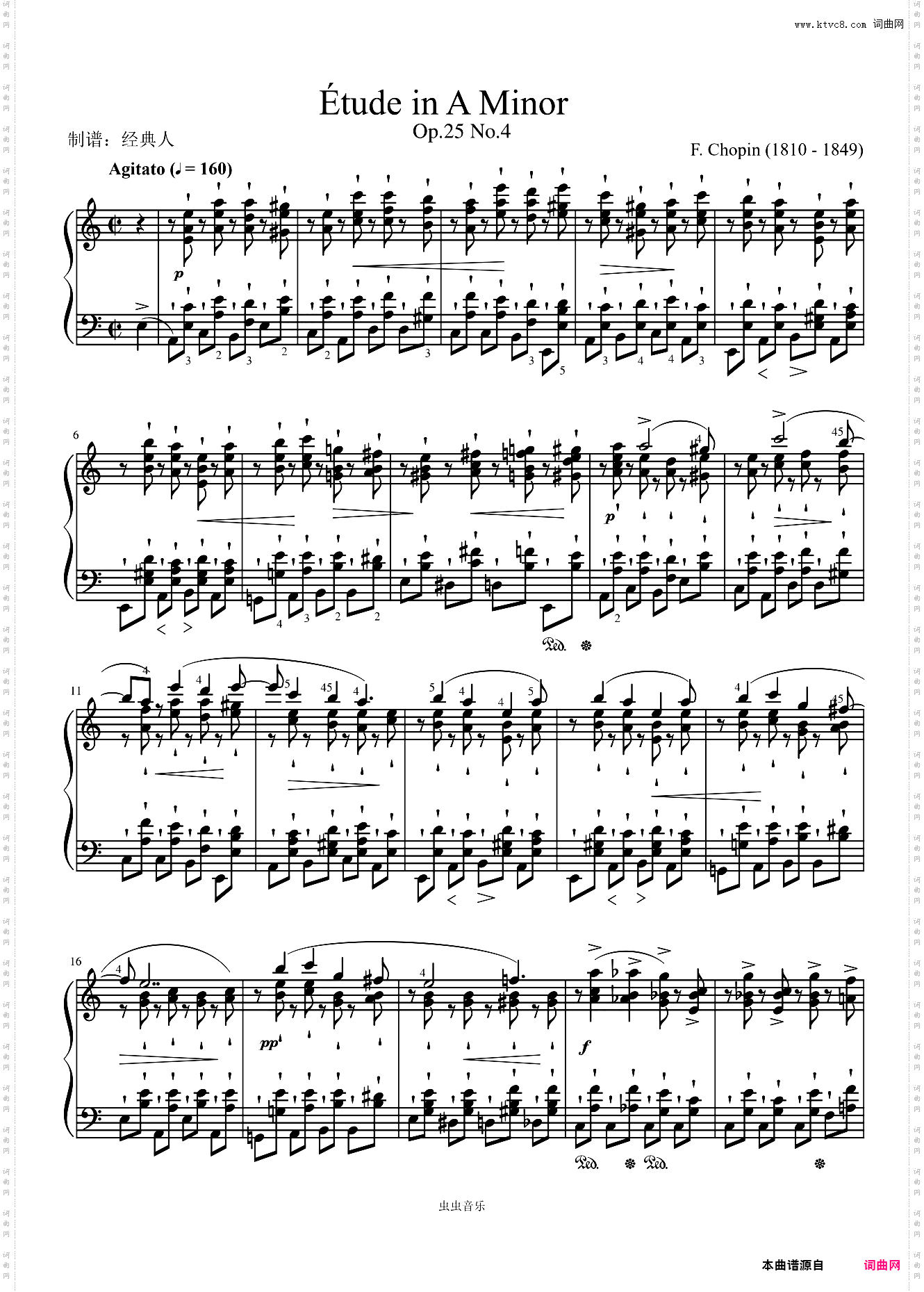 Etudes, Op·25 No·4 in A minor-Chopin 肖邦练习曲 肖邦a小调练习曲 作品25第4首第4号