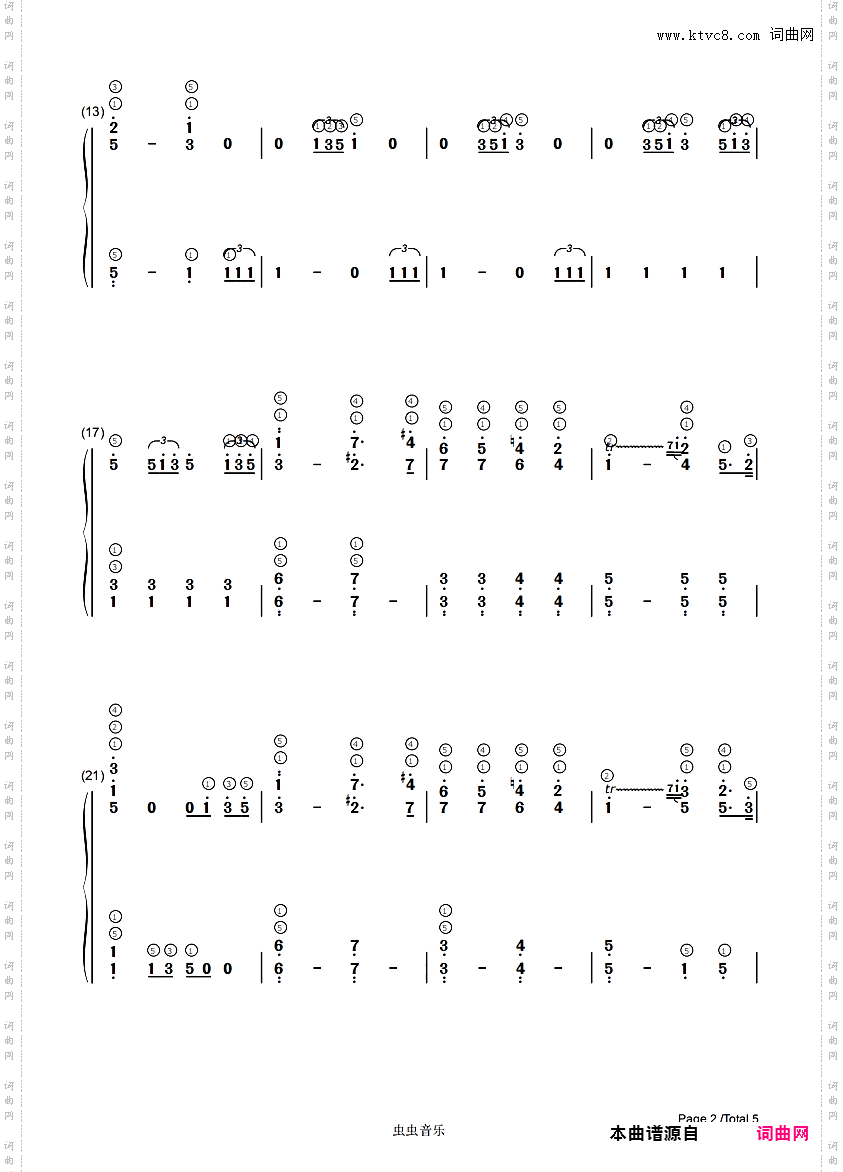 【双手简谱】 婚礼进行曲 带指法 C调 门德尔松