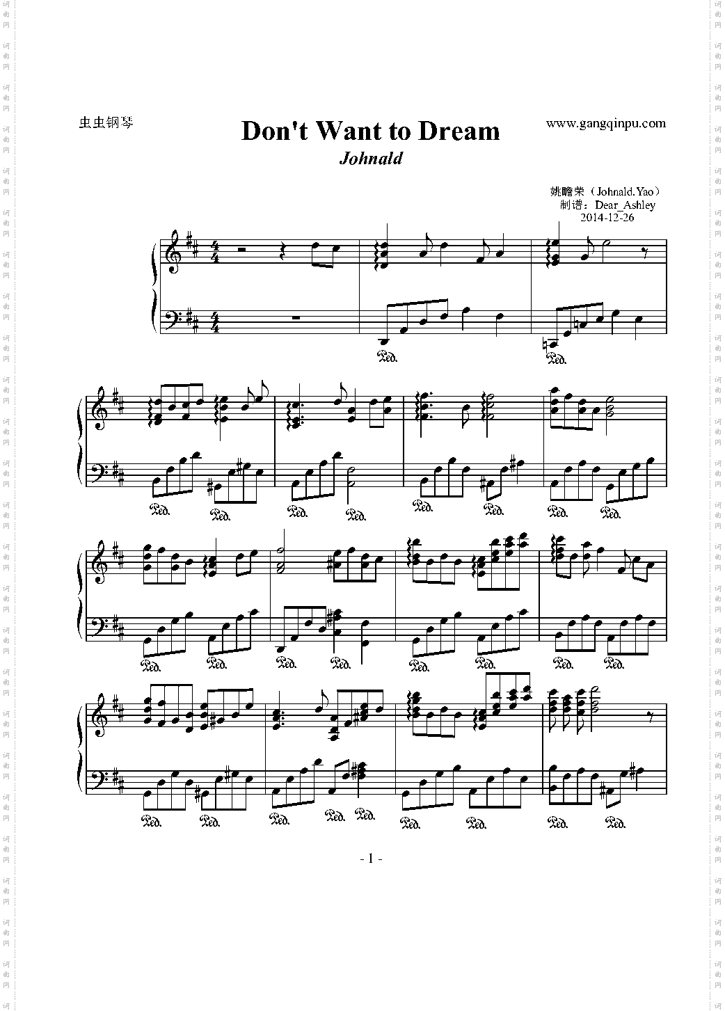 Dont Want to Dream钢琴曲