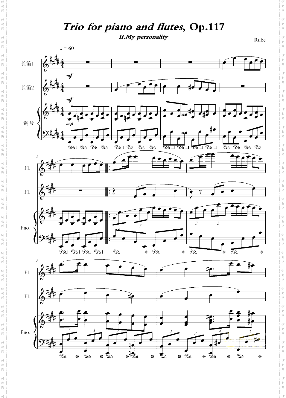 Trio for piano and flutes, Op·117 II·My personality