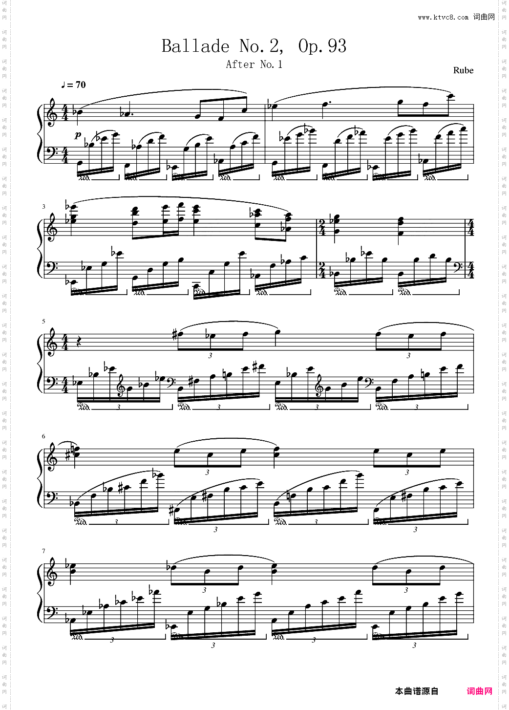 Ballade No·2, Op·93 谱子