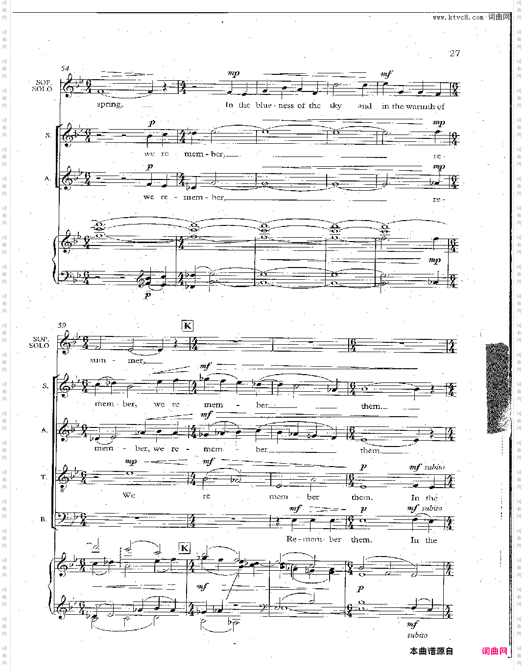 As We Remember ThemTriptych合唱谱II