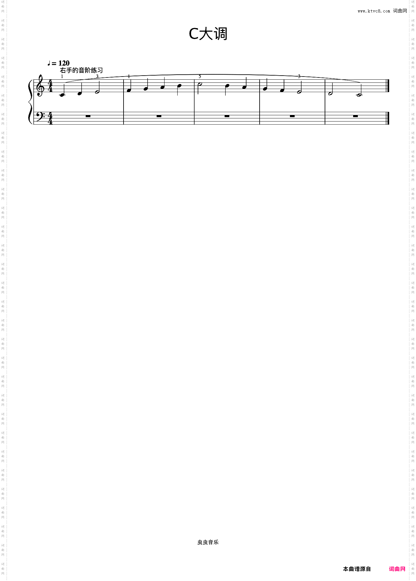 C大调 右手的音阶练习《手指训练操》