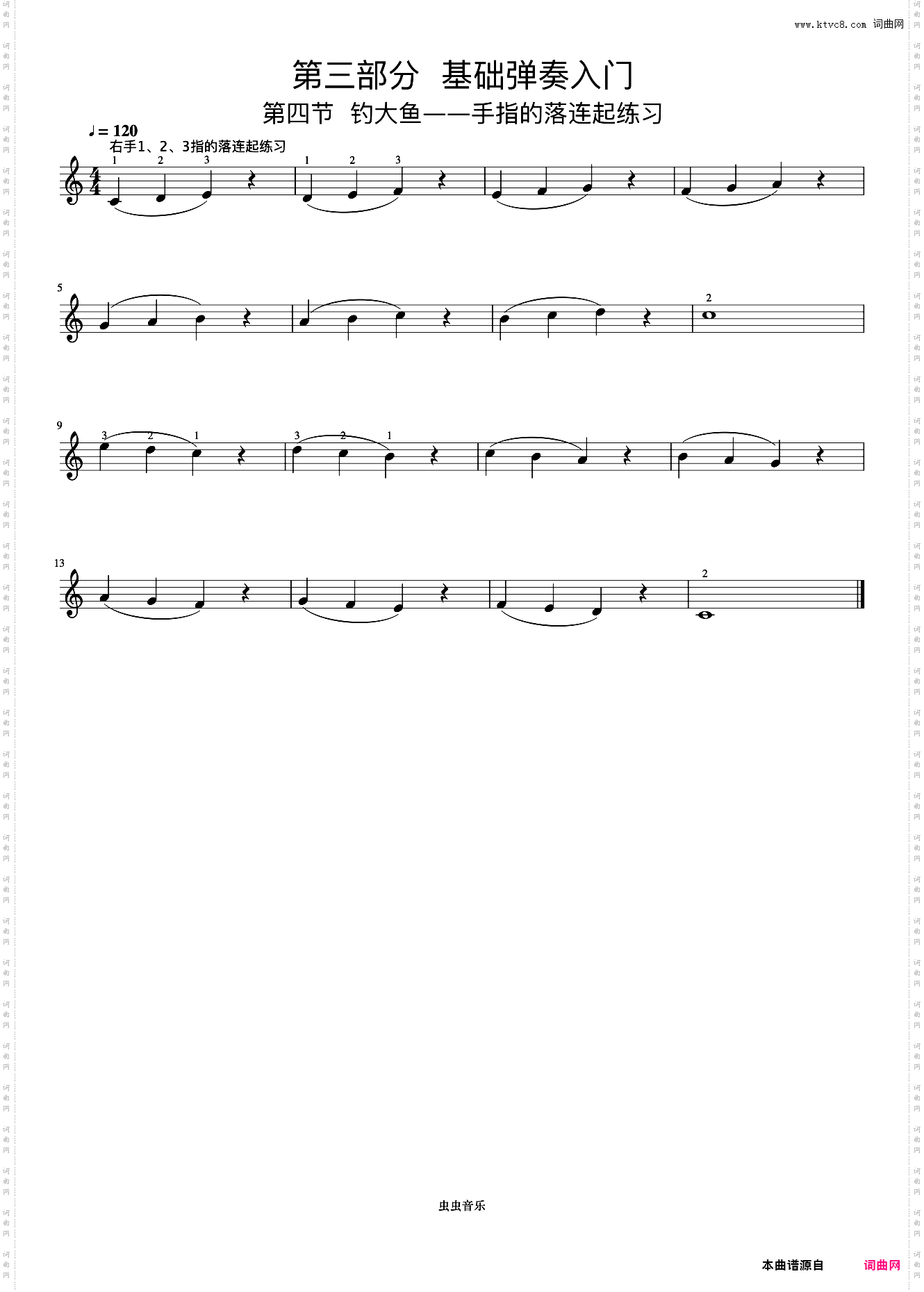 右手123指的落连起练习《手指训练操》