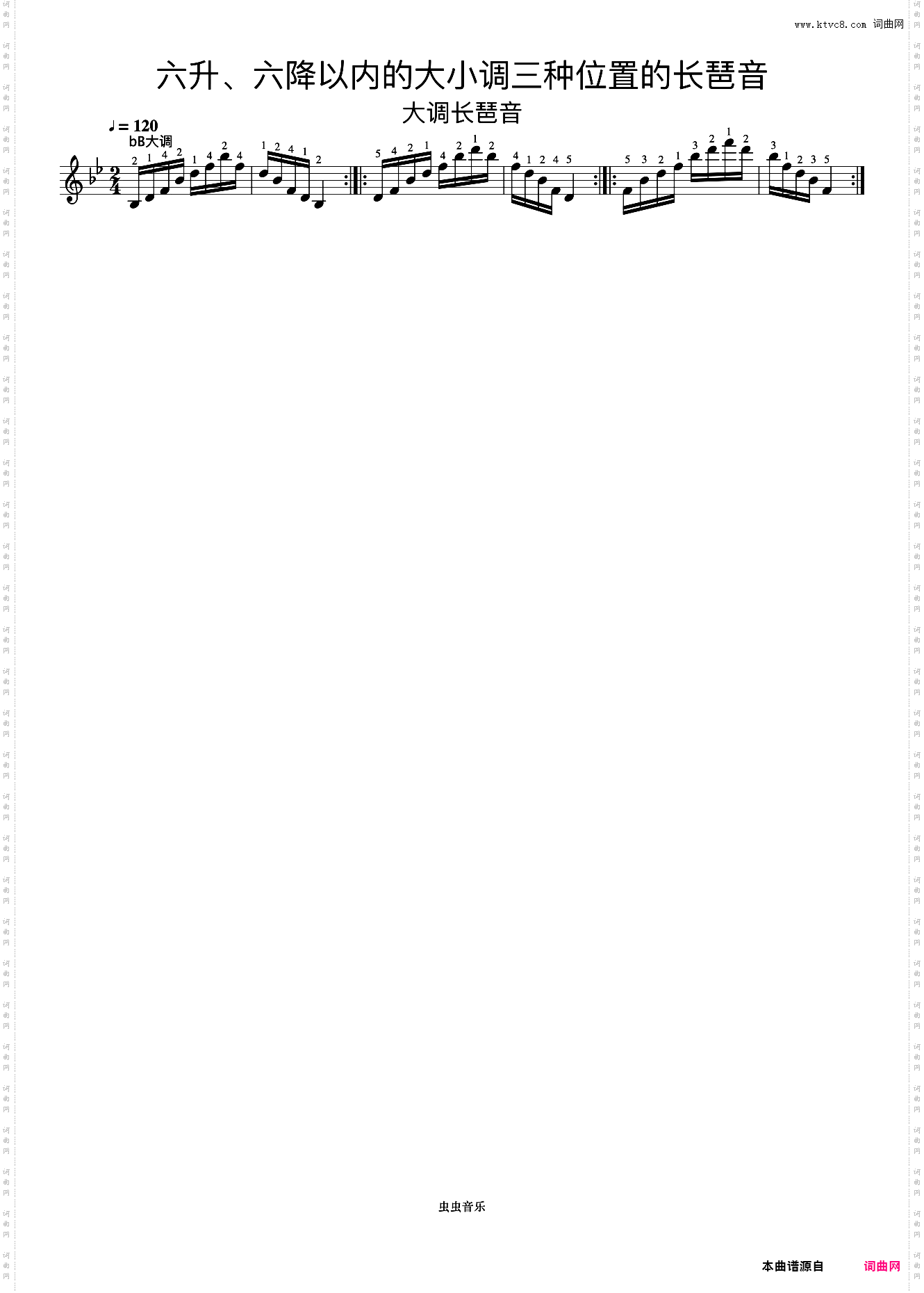 六升、六降以内的大小调三种位置的长琶音12《什密特钢琴手指练习》