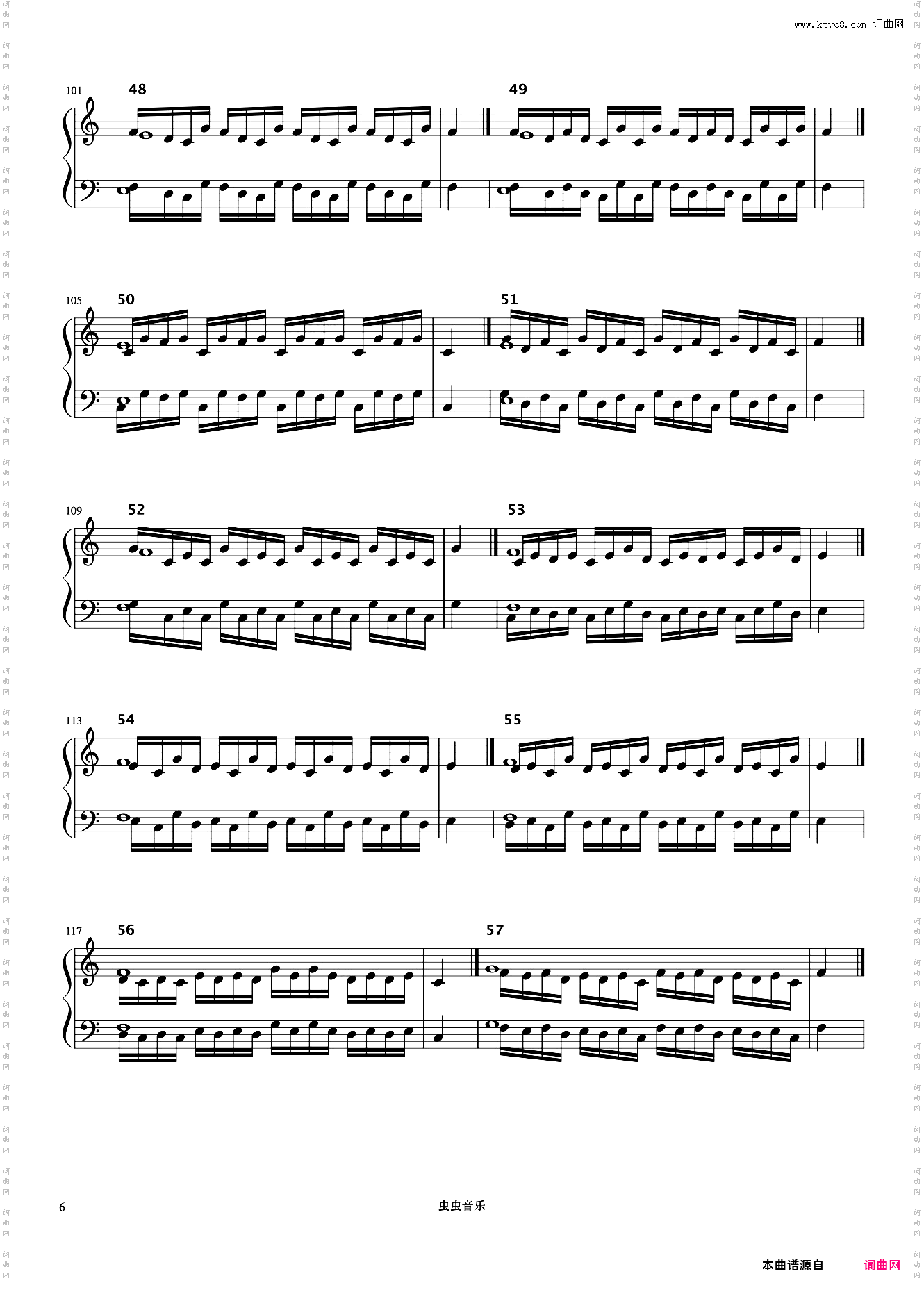 带保持音与不带保持音的单音练习《什密特钢琴手指练习》