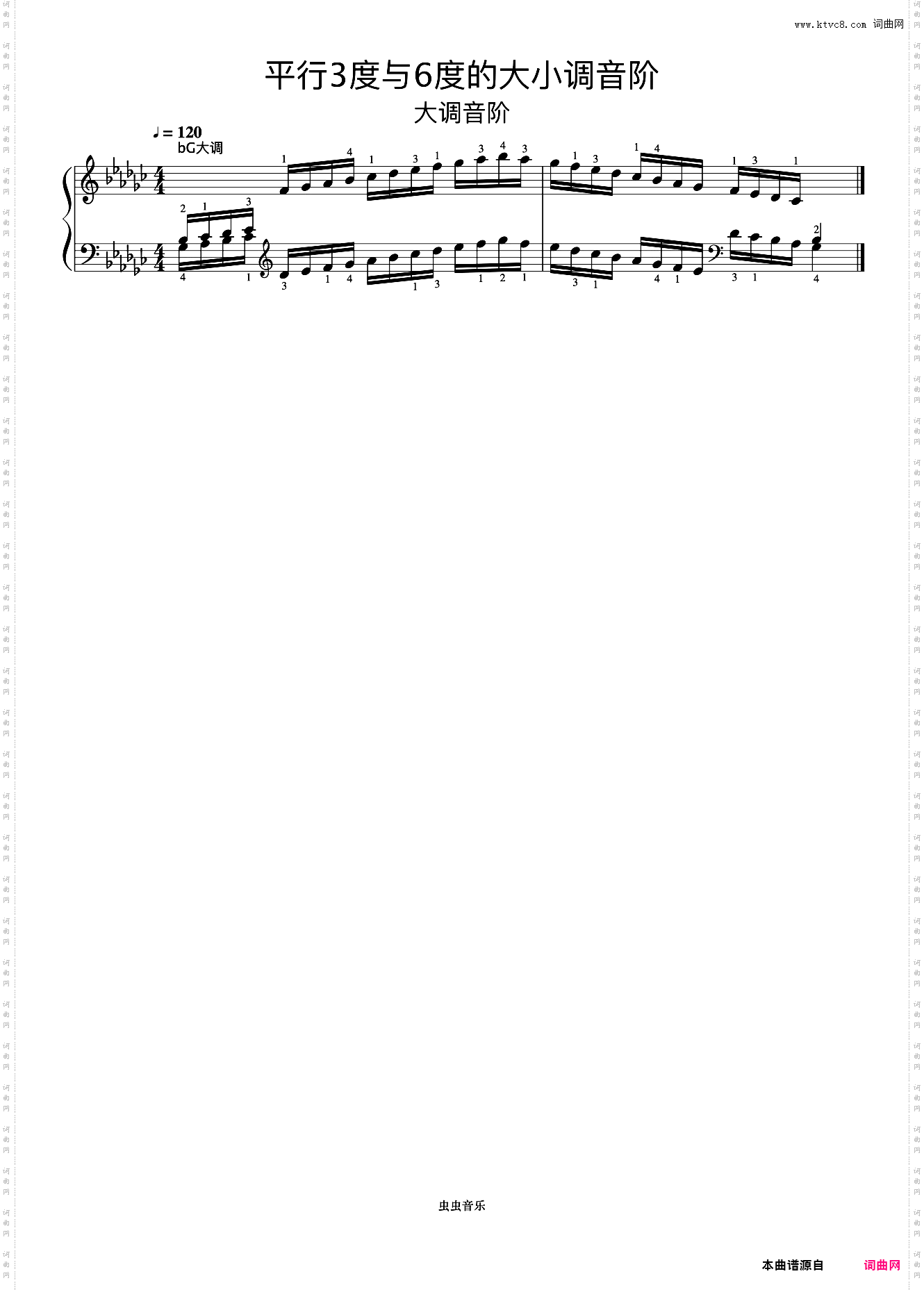 平行3度与6度的大小调音阶08-1《什密特钢琴手指练习》
