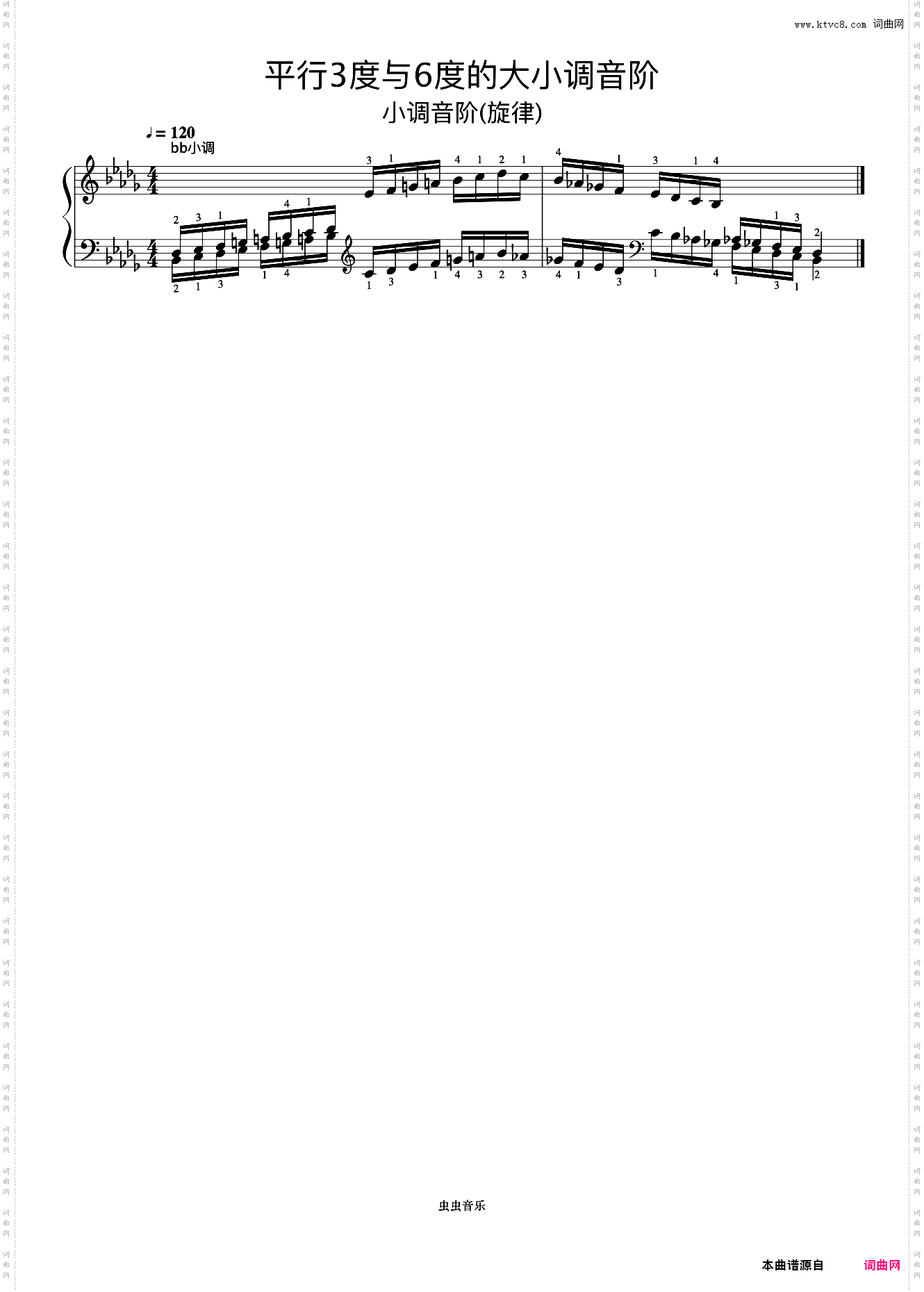 平行3度与6度的大小调音阶35-1《什密特钢琴手指练习》