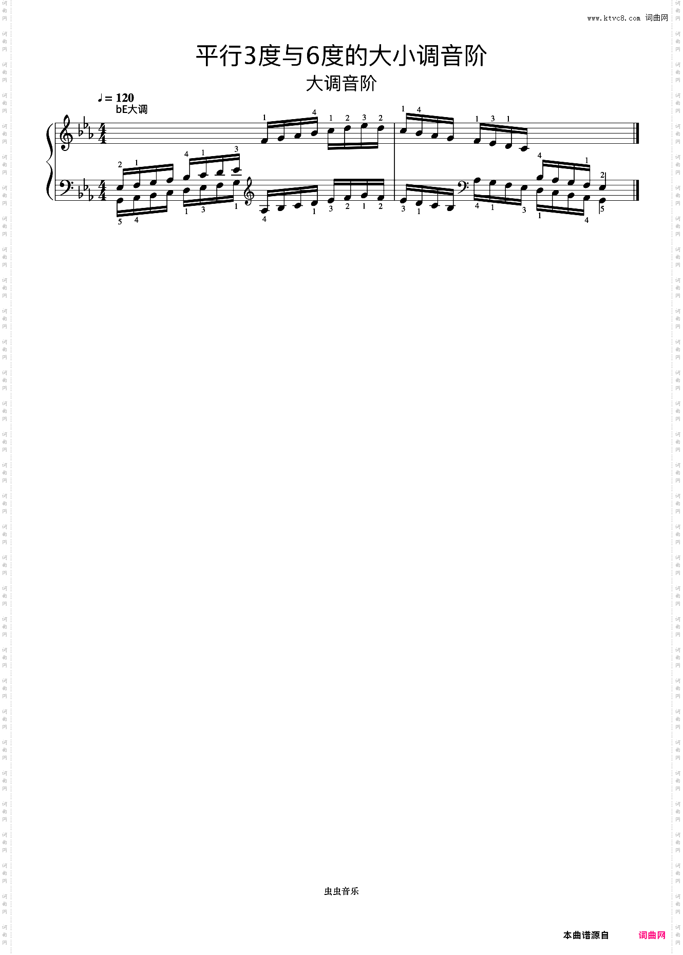 平行3度与6度的大小调音阶11-2《什密特钢琴手指练习》