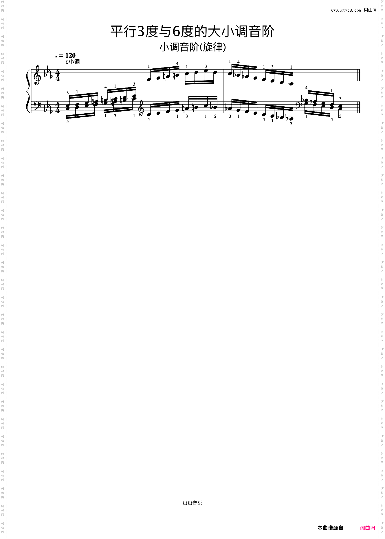 平行3度与6度的大小调音阶37-1《什密特钢琴手指练习》