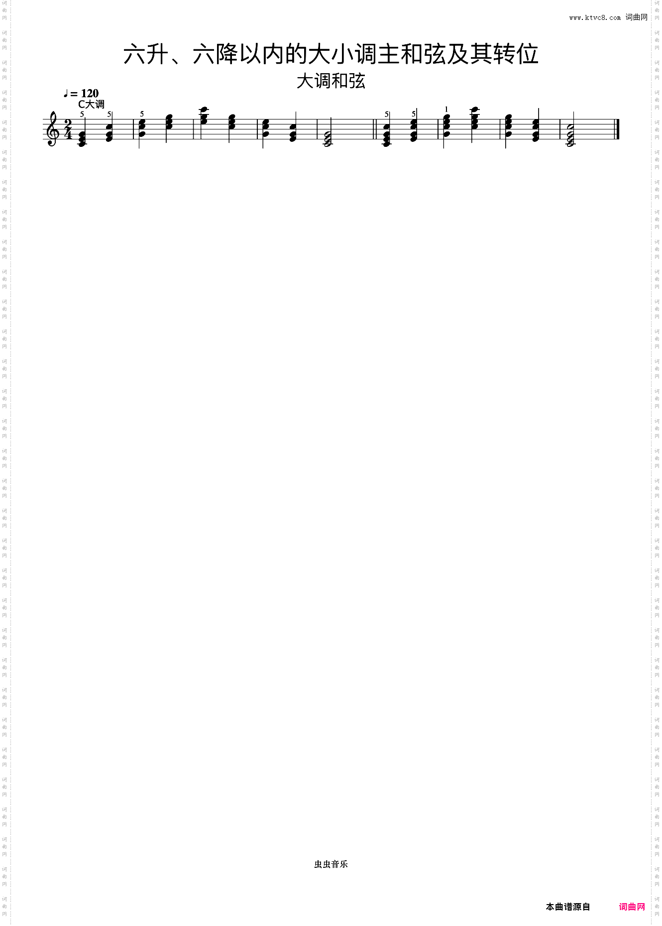 六升、六降以内的大小调主和弦及其转位01《什密特钢琴手指练习》