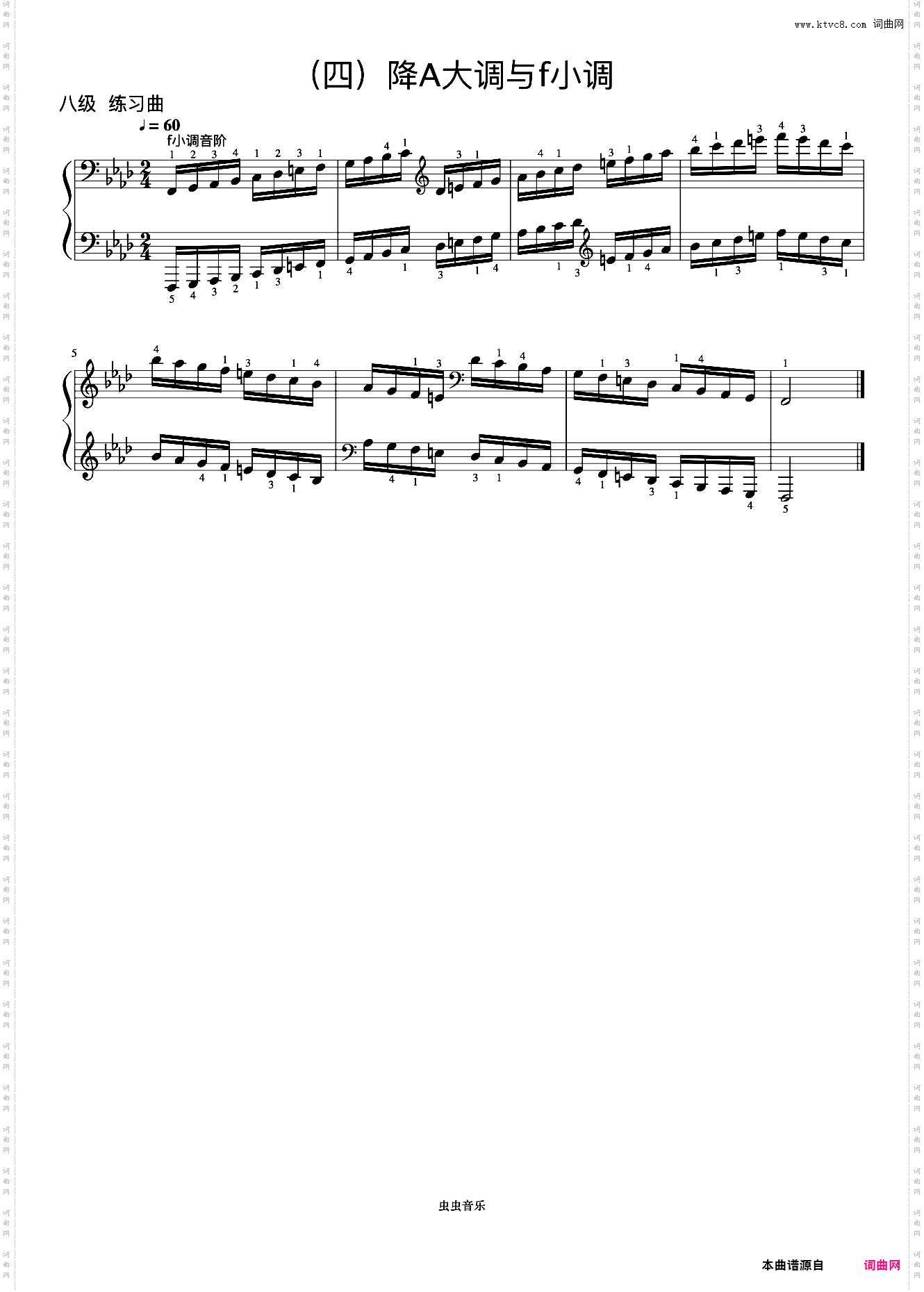 8级 f小调音阶《音协钢琴考级曲目 6-8级》