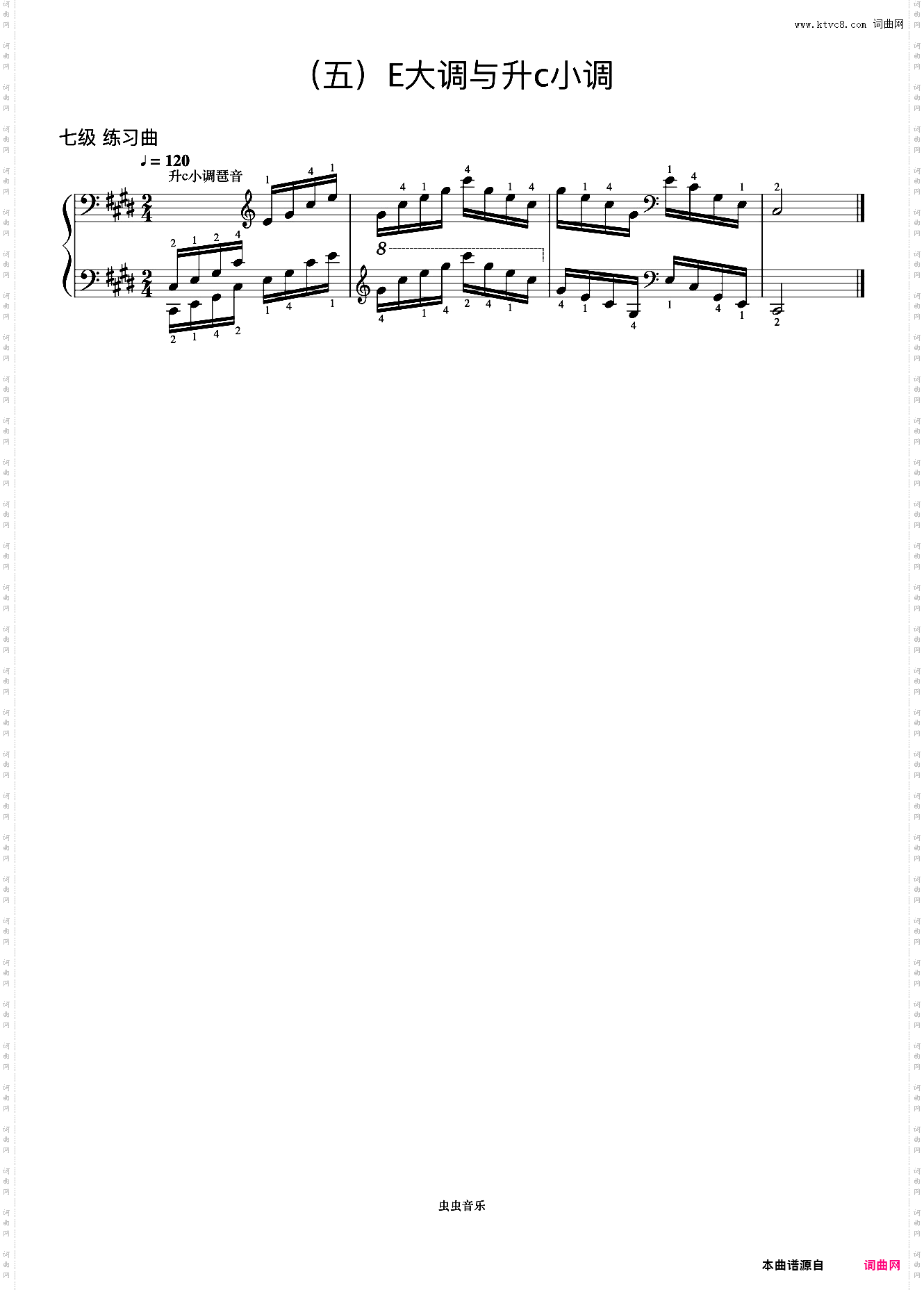 7级 升c小调琶音《音协钢琴考级曲目 6-8级》