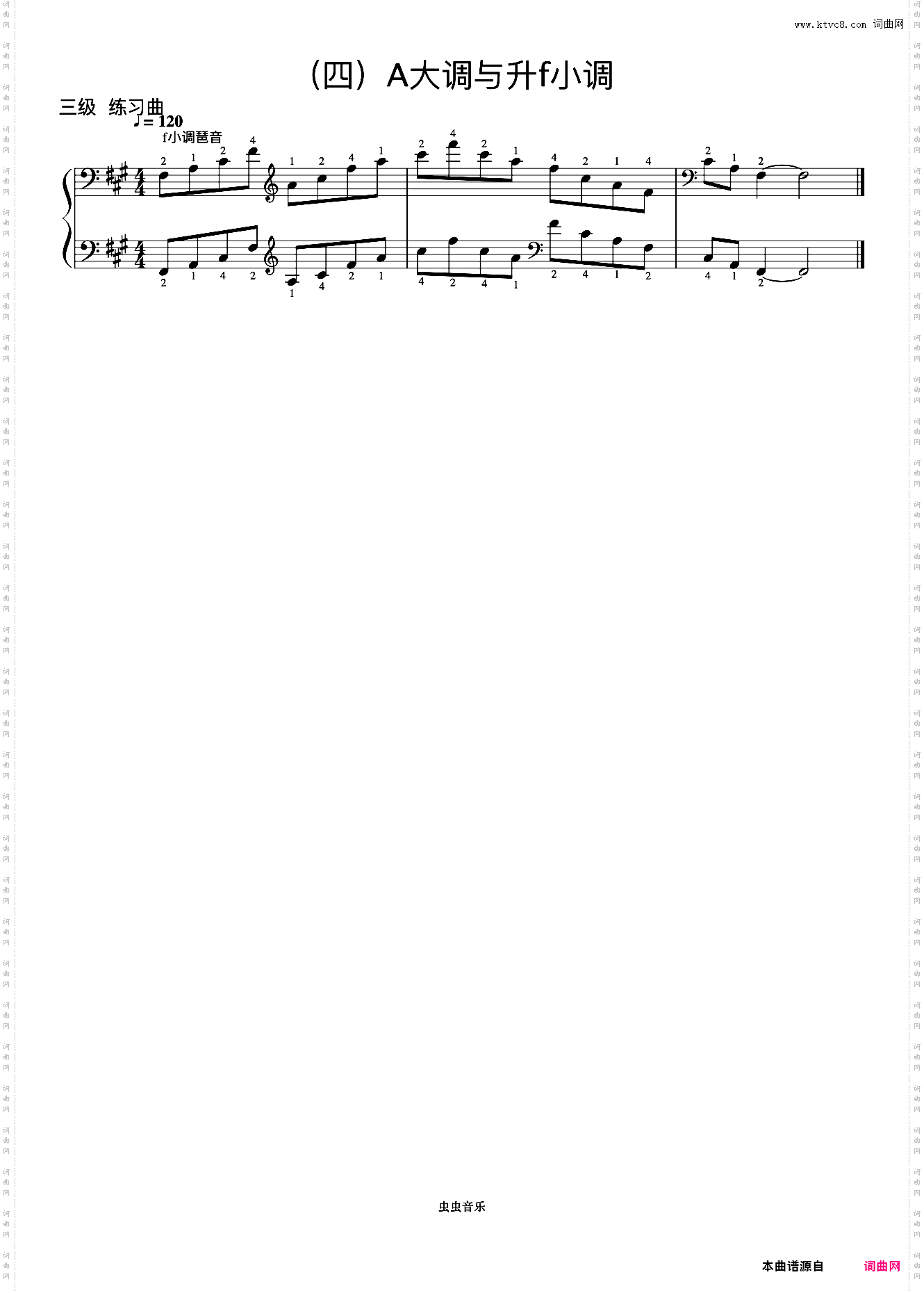 《音协钢琴考级曲目 1-5级》3级 #f小调琶音