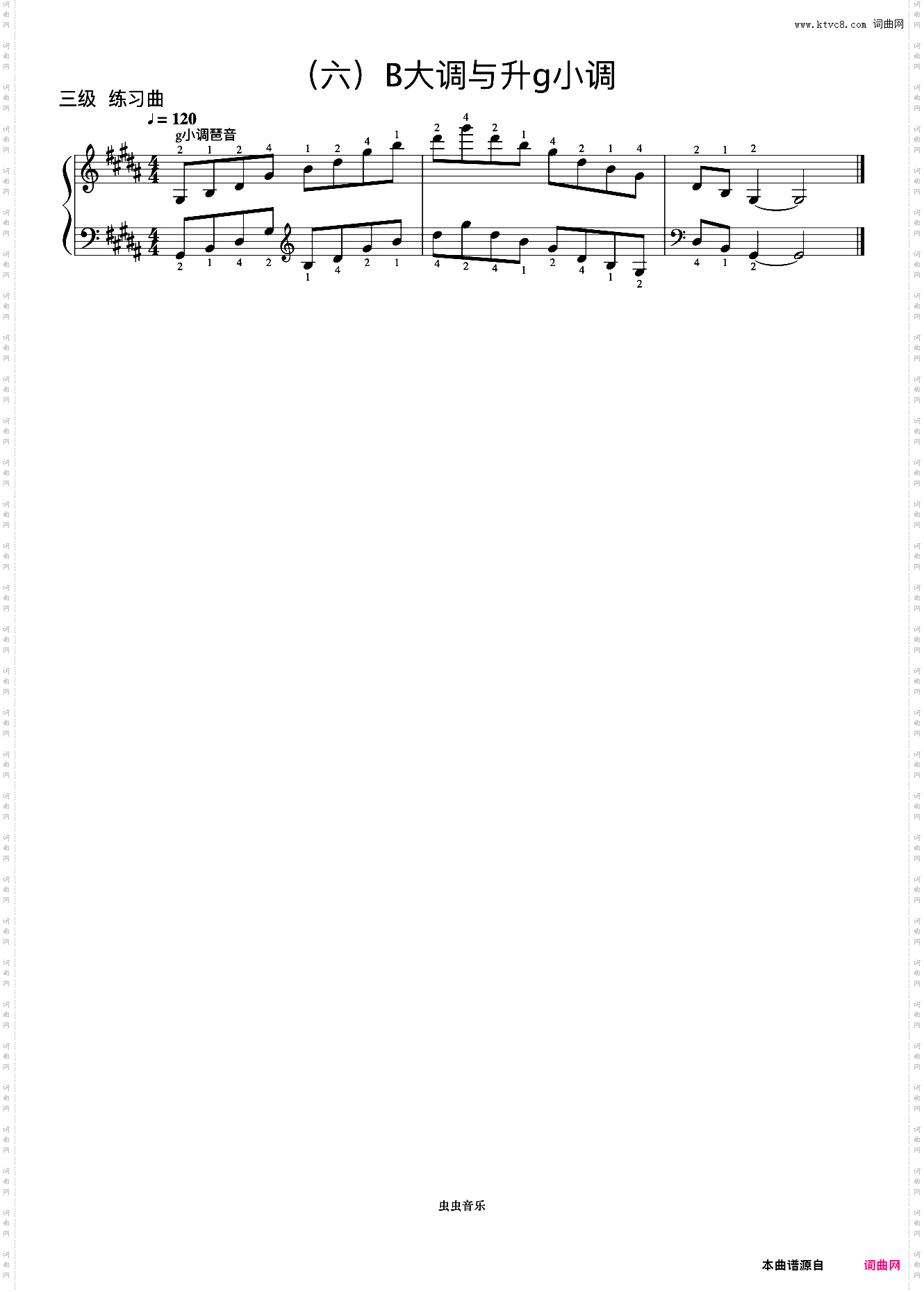 《音协钢琴考级曲目 1-5级》3级 #g小调琶音