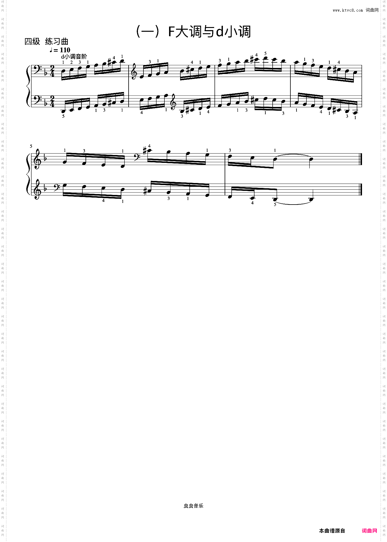 4级 降b小调音阶《音协钢琴考级曲目 1-5级》