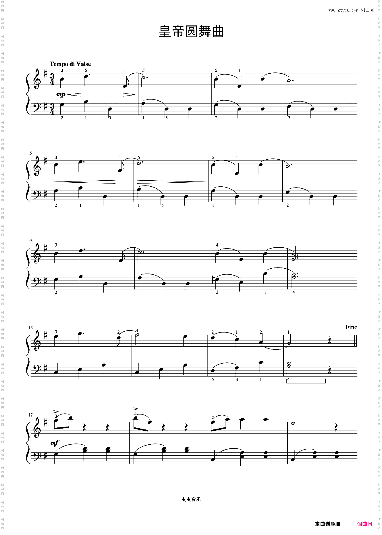 皇帝圆舞曲《约翰汤普森 简易钢琴教程 5》