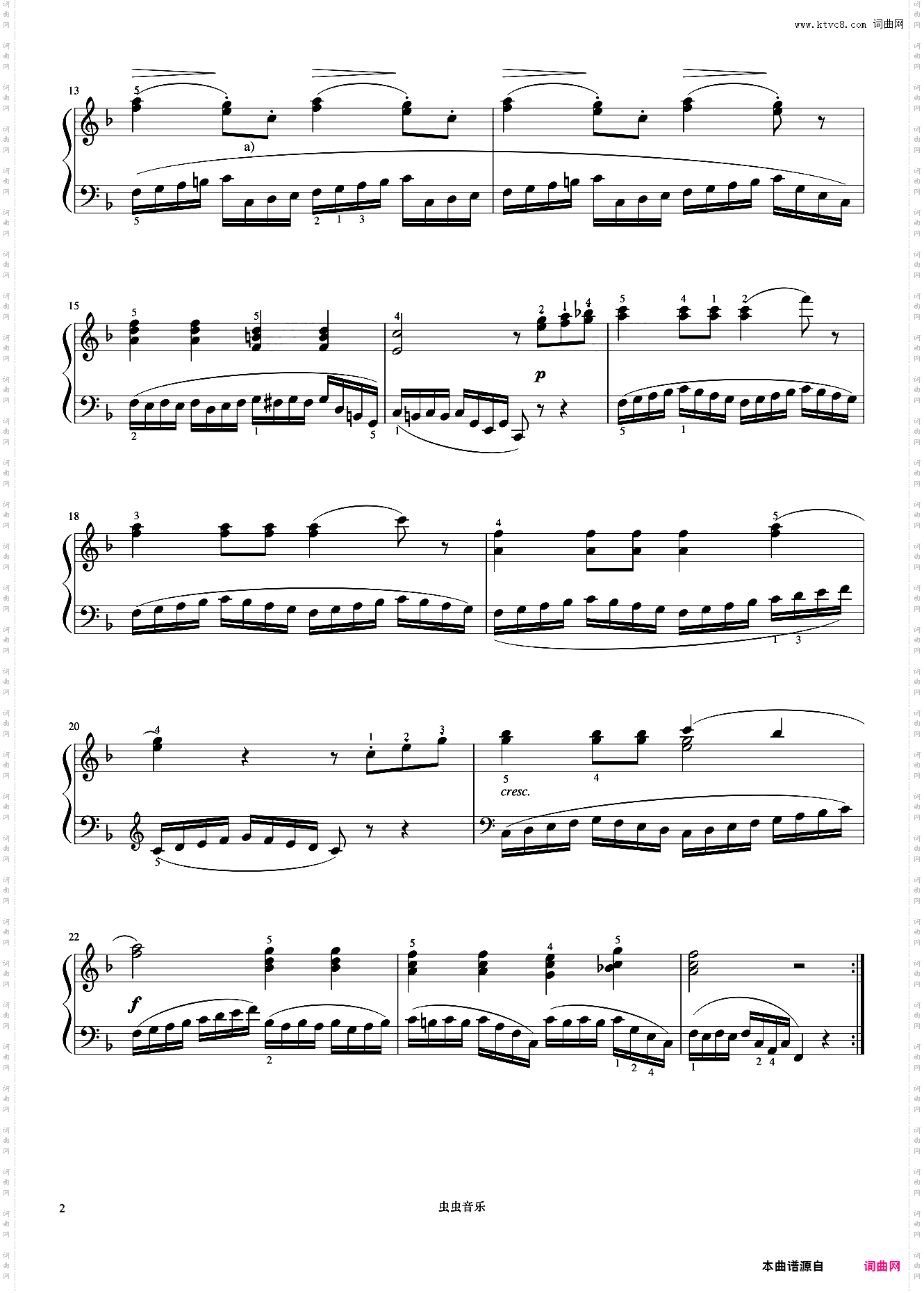 第5首《车尔尼左手练习曲 作品718》