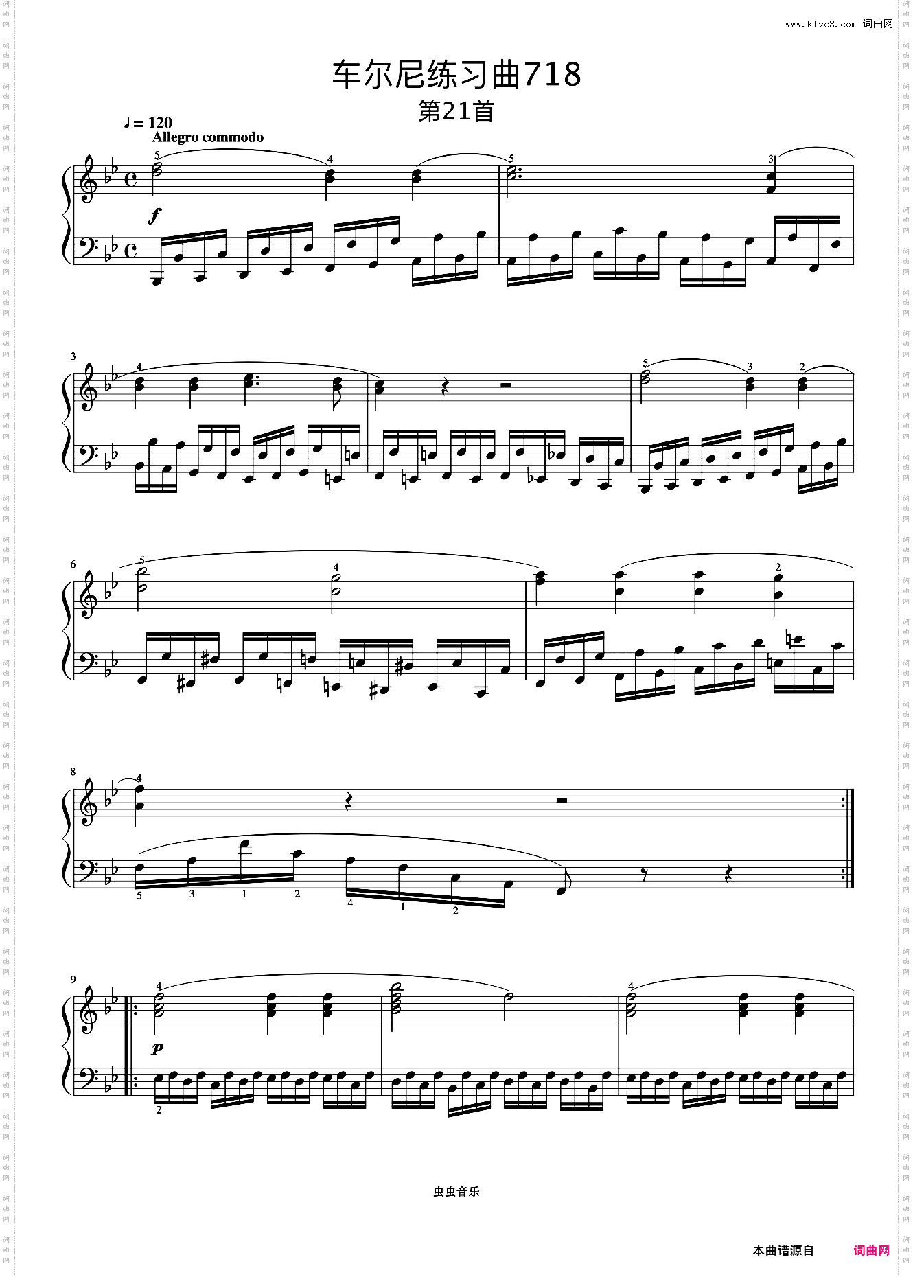 第21首《车尔尼左手练习曲 作品718》