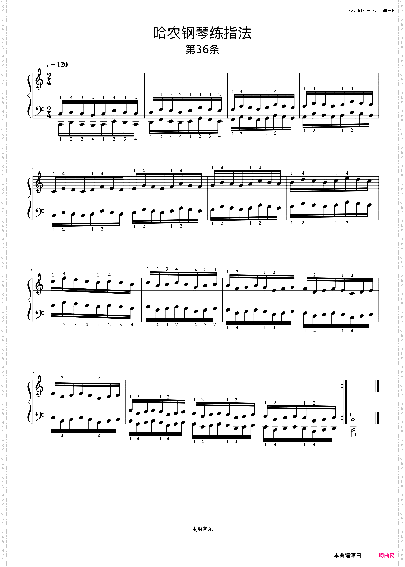 练习36《哈农 钢琴练指法》