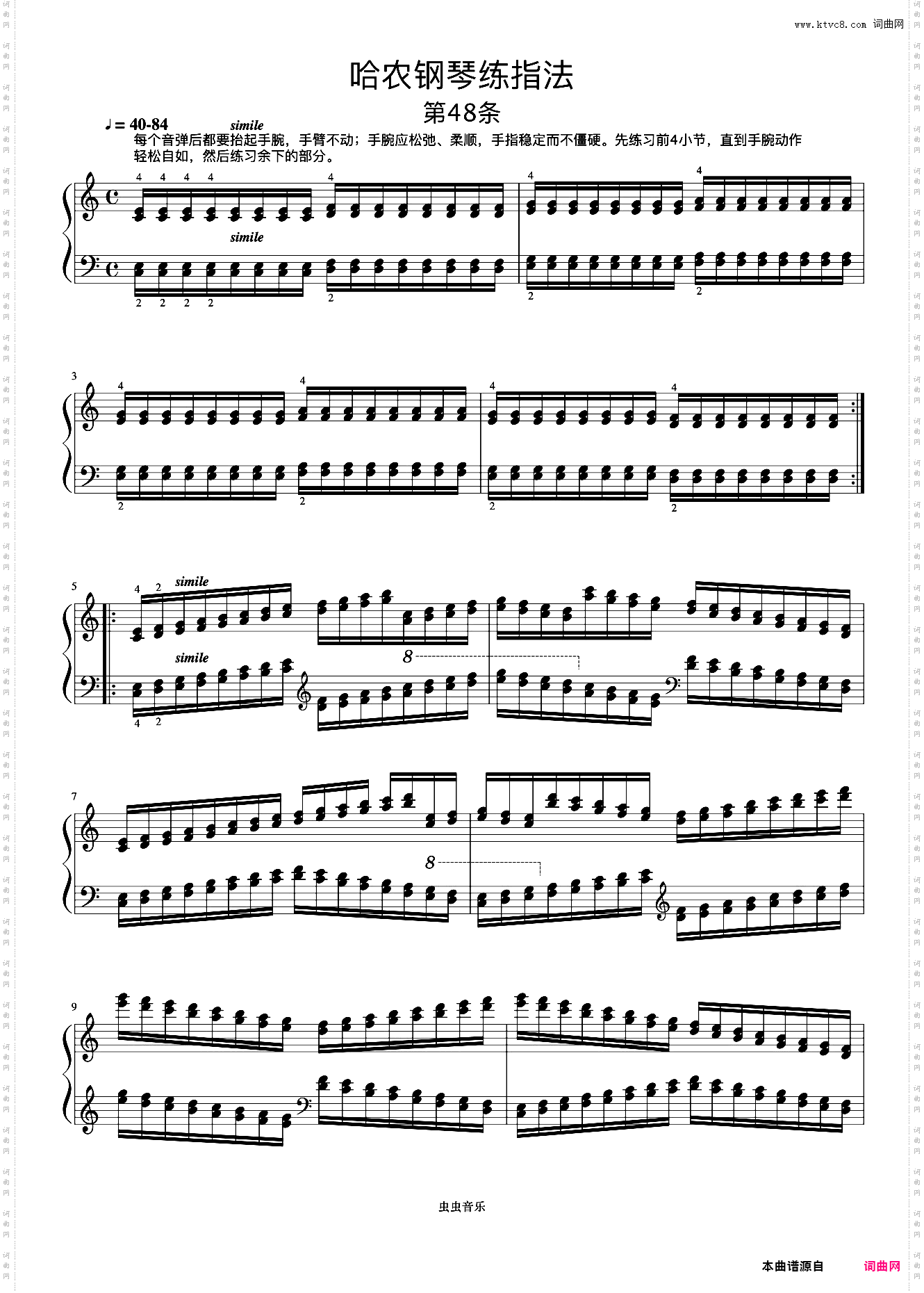 练习48《哈农 钢琴练指法》