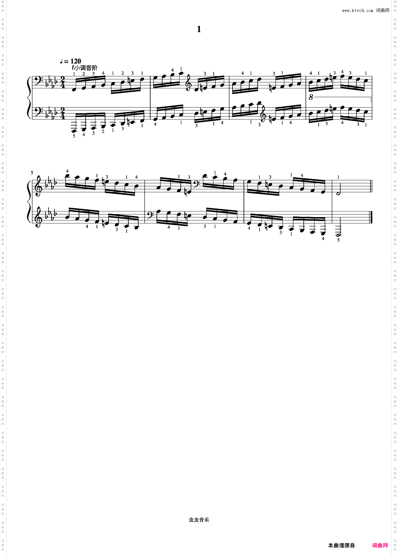 5级 f小调音阶《中国院钢琴考级曲目》