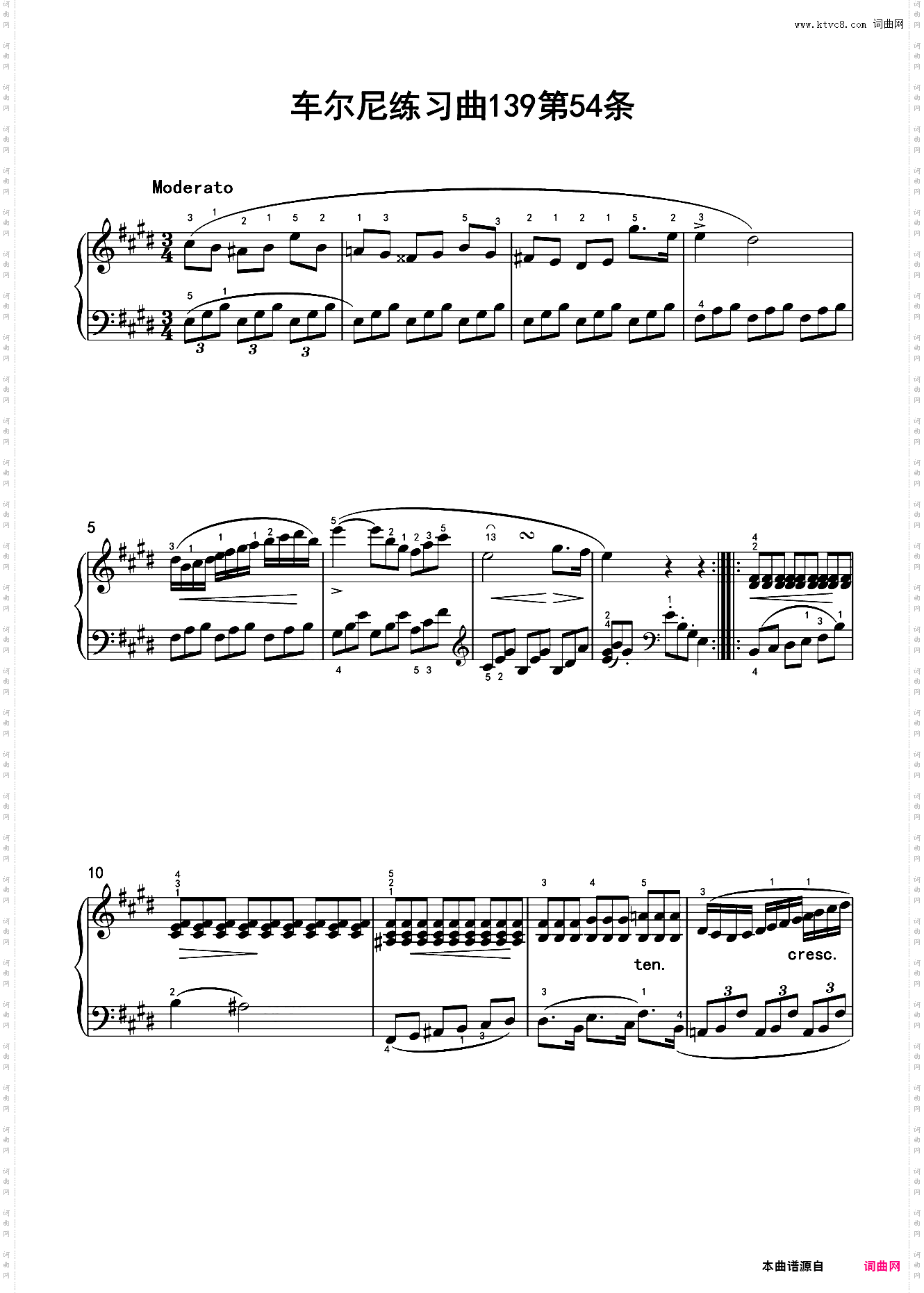 车尔尼练习曲139第54条