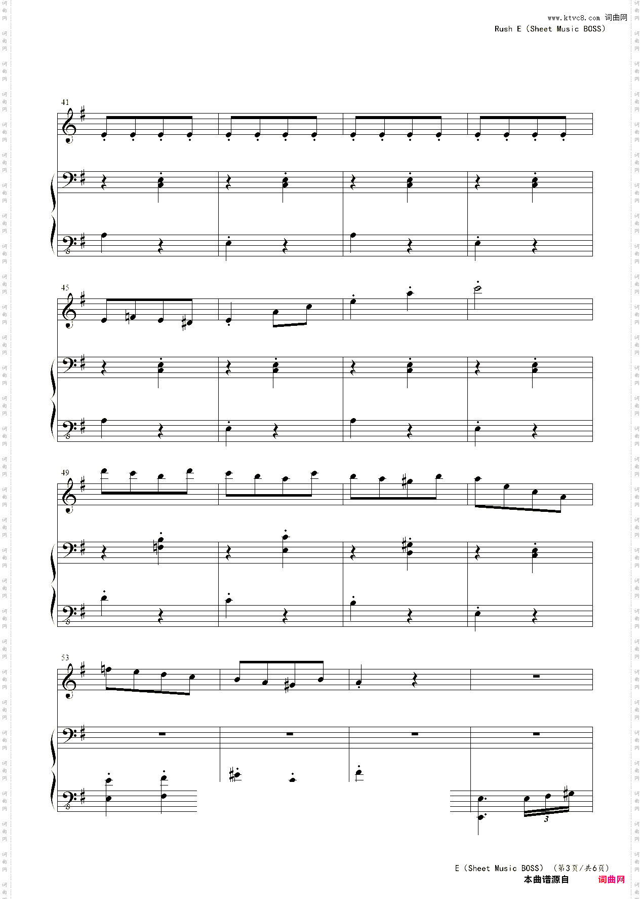 Rush ESheet Music BOSS