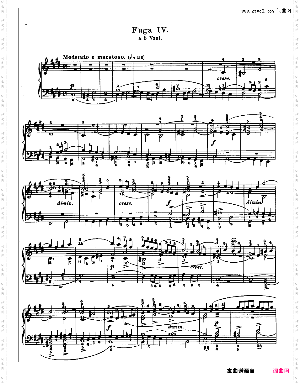 《平均律钢琴曲集第一卷》The Well Tempered ClavierPrelude & Fugue 04