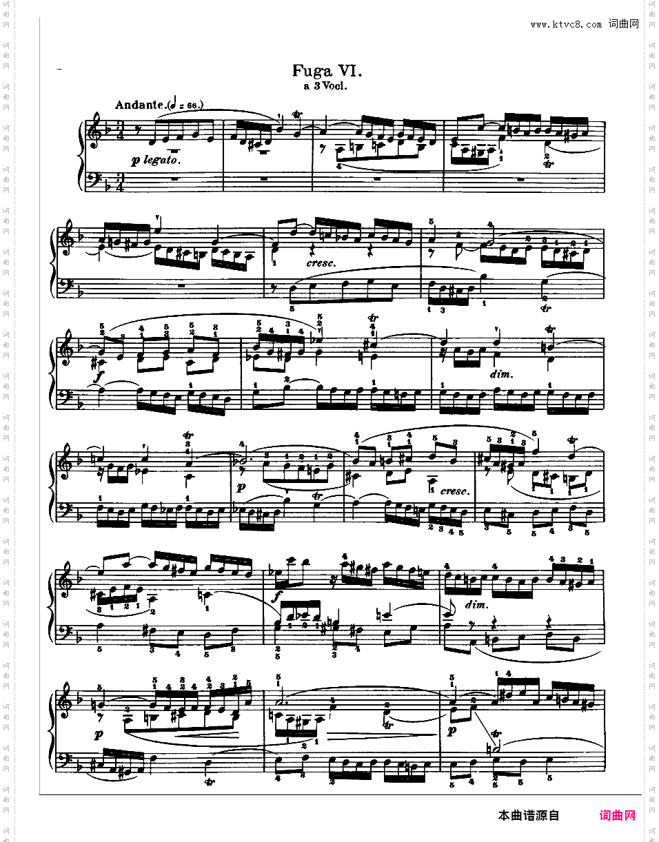 《平均律钢琴曲集第一卷》The Well Tempered ClavierPrelude & Fugue 06