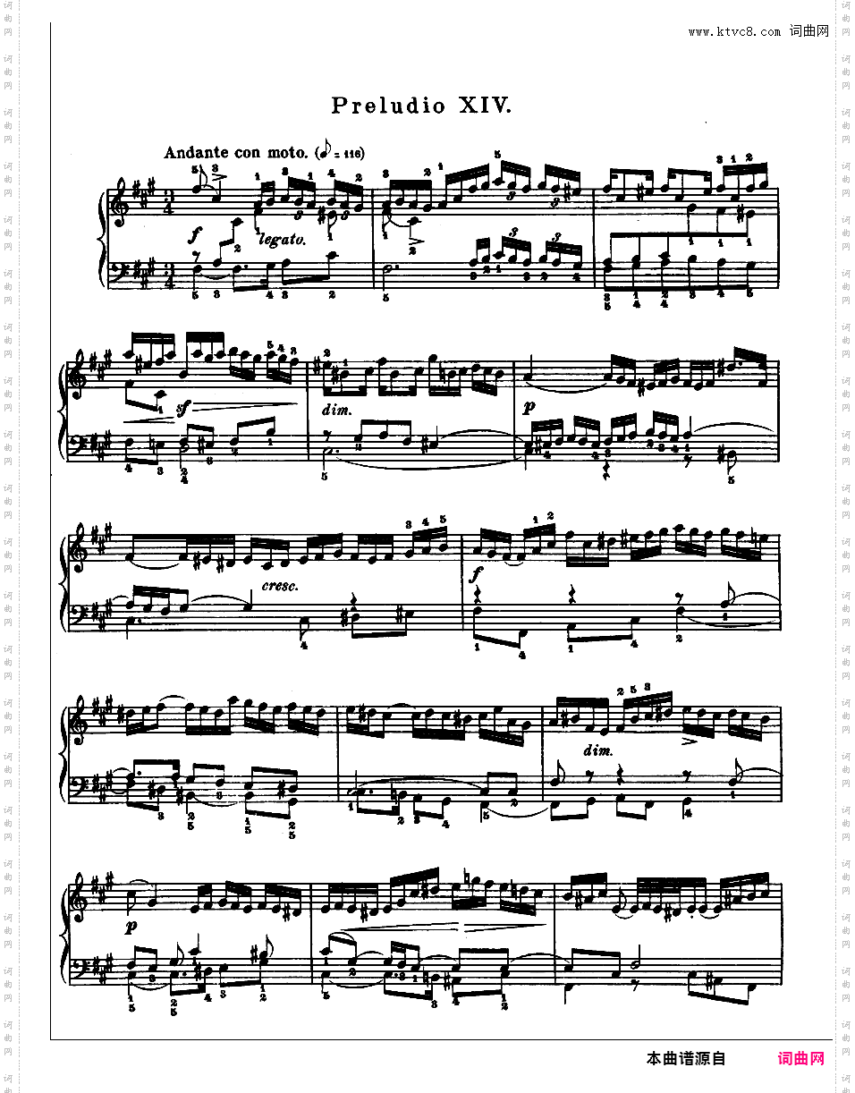 《平均律钢琴曲集第二卷》The Well Tempered ClavierPrelude & Fugue 14