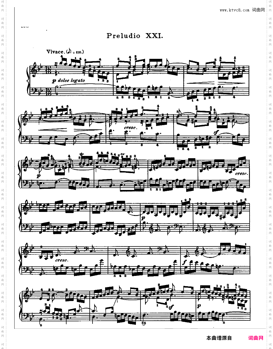 《平均律钢琴曲集第二卷》The Well Tempered ClavierPrelude & Fugue 21
