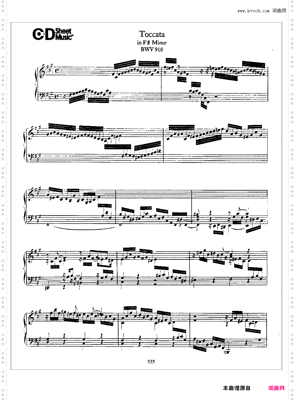 7首托卡塔Toccata BWV 910-916Bach bwv910 Toccata in f#